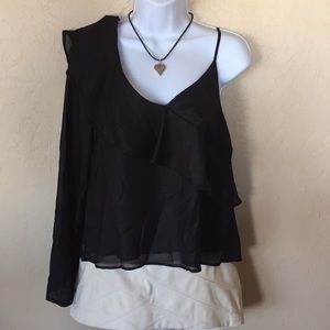 NEW Lush Black Ruffled One Shoulder Blouse